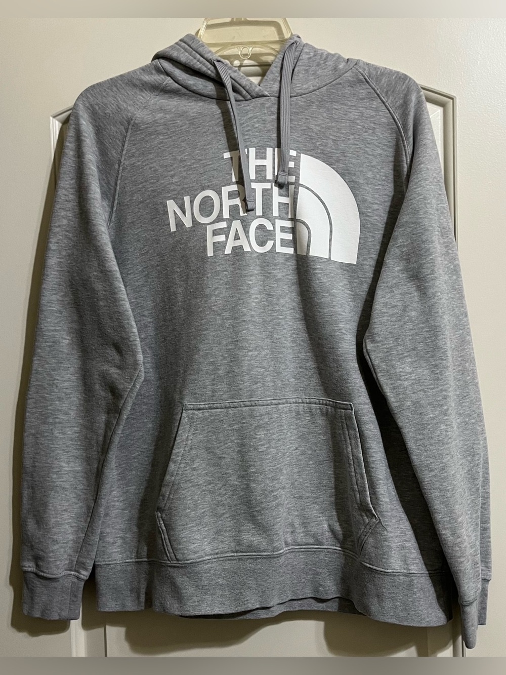 The North Face Women’s Gray With White Logo Pullover Hoodie Size Large
